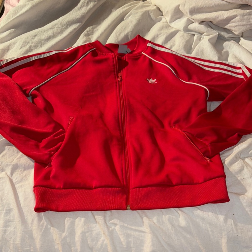 Adidas Classic Red Jacket with White Stripes